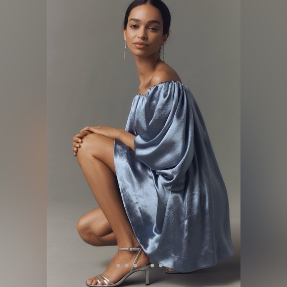 Mare mare off the shoulder puff sleeve shine mini dress - Picture 5 of 10